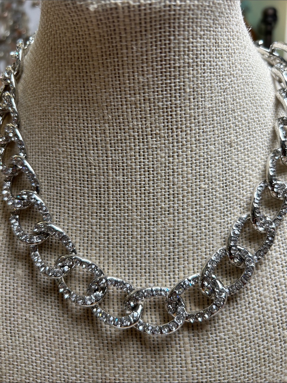 Silver Crystal Link Necklace - Women Jewelry